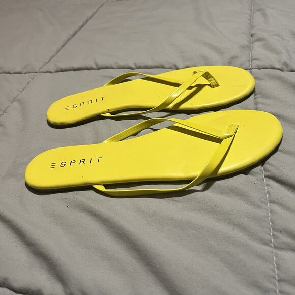 Esprit Bright Yellow Thong Flats Womens Size 10M Flip Flops Funky Fun Summer - Picture 5 of 8